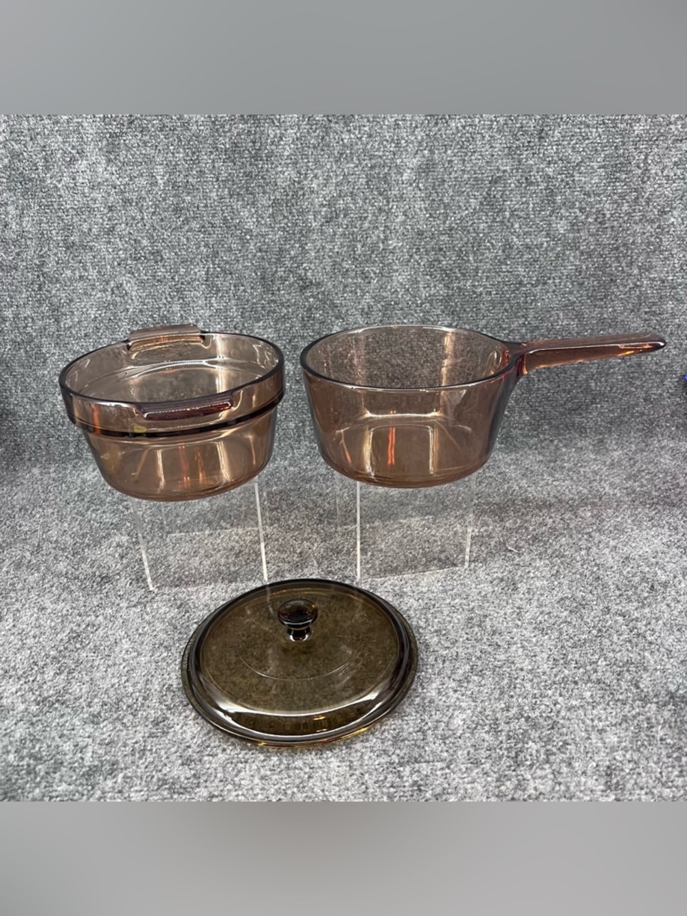 Visions Amber Double Boiler Pot W/Pyrex Lid Cookware V 1.5 B, V20B & P83C France - Picture 2 of 11